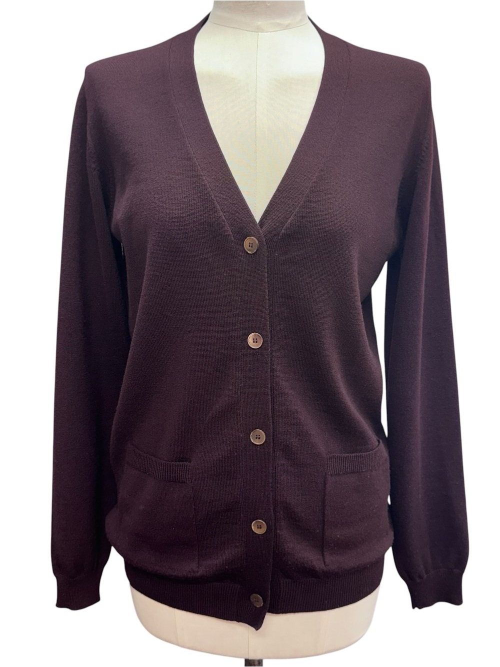 Miu Miu Vintage Wool Knit Cardigan Women’s IT 42 US 6 Brown Pockets Italy Y2K